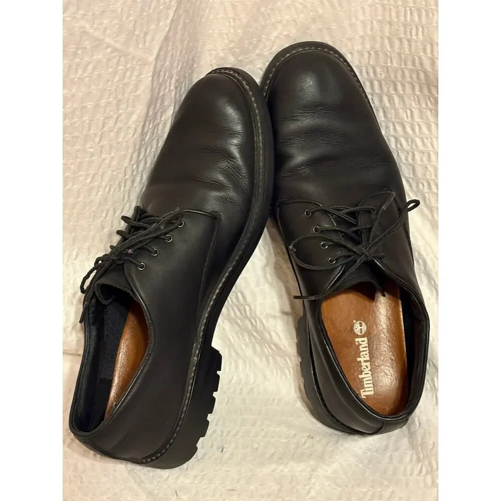 Timberland 5549R Waterproof Black Leather Oxfords Lug Sole Men’s Size 10